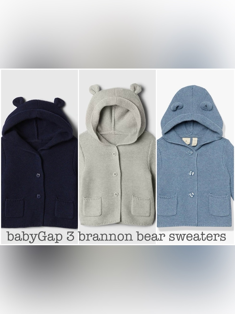 babyGap Brannon Bear Sweater Set of Three in Perfect Condition Size 3-6 months